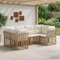 Conjunto de sofás de exterior com almofadas 6 peças Natural Poliéster