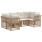 Conjunto de sofás de exterior con cojín 6 pcs Natural Poliéster