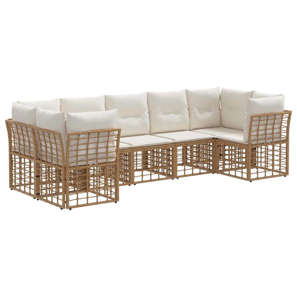 Conjunto de sofás de exterior 7 pcs Natural y Crema Poliéster