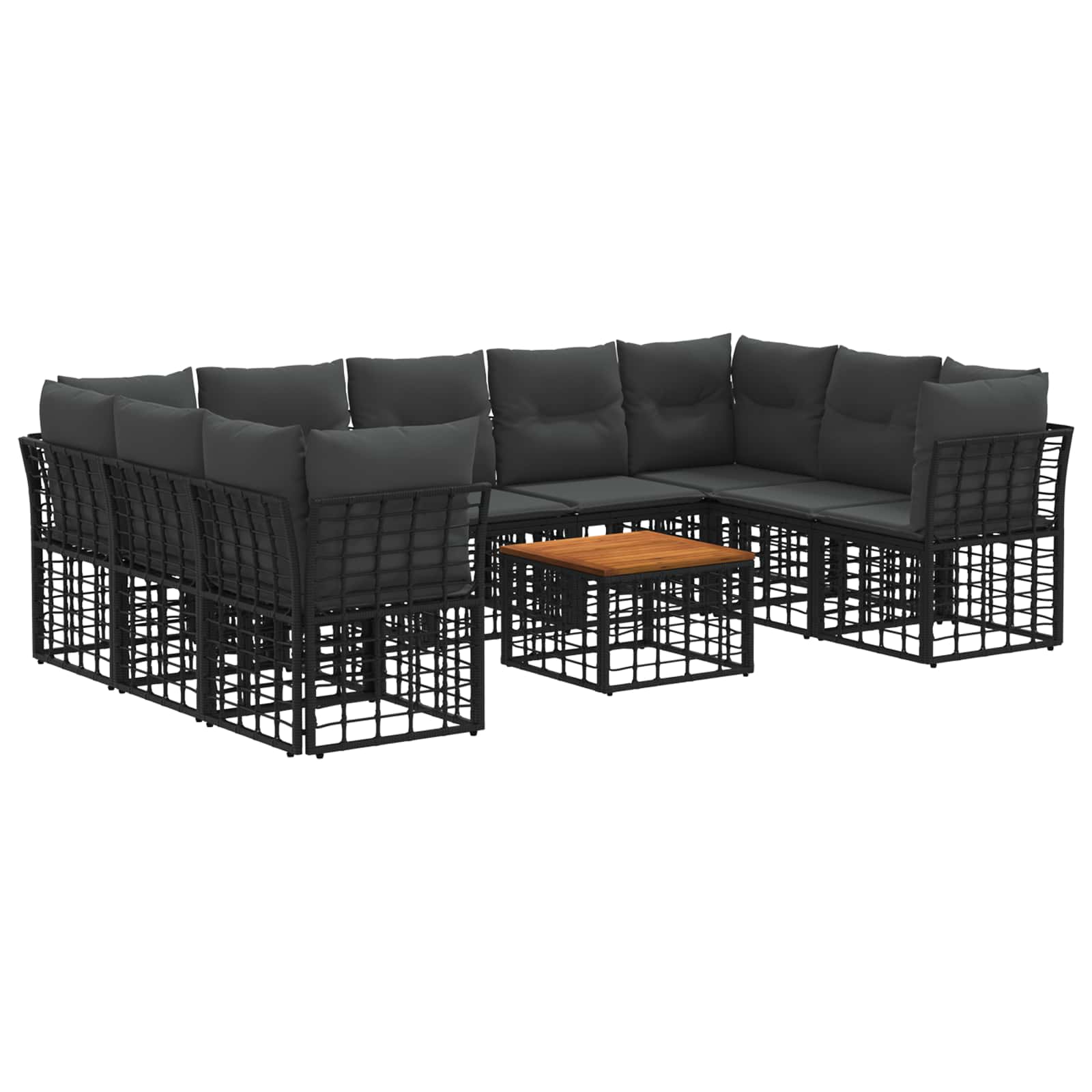 Conjunto de sofás de exterior 10 pcs Natural y Crema Poliéster