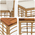 Conjunto de sofás de exterior 10 pcs Natural y Crema Poliéster