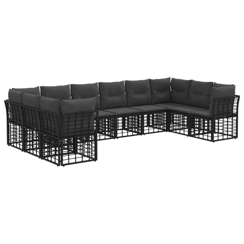 Conjunto de sofás de exterior Negro y Gris oscuro Poliéster