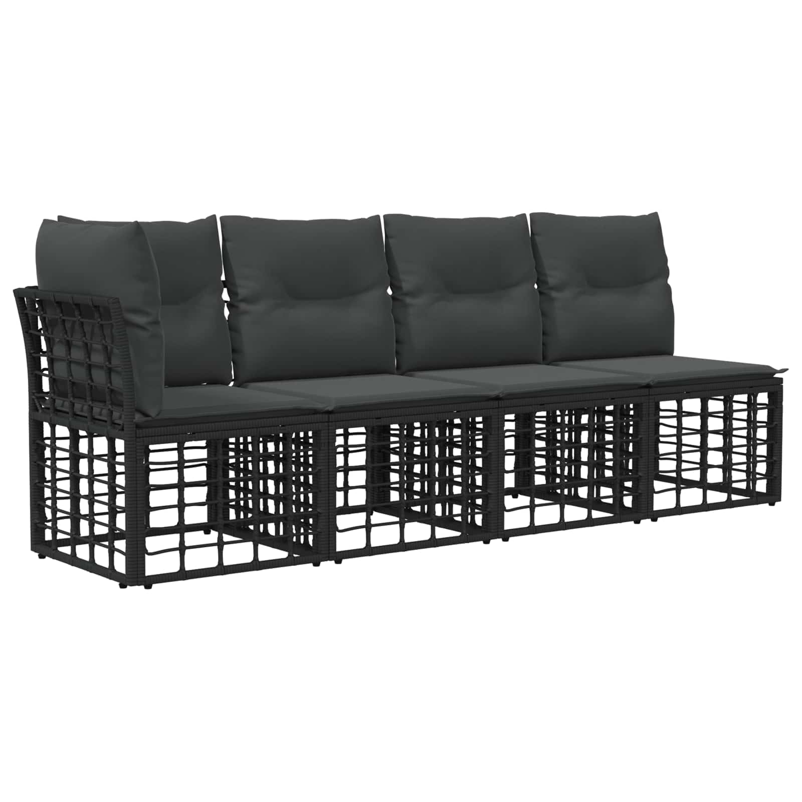 Conjunto de sofás de exterior Negro y Gris oscuro Poliéster