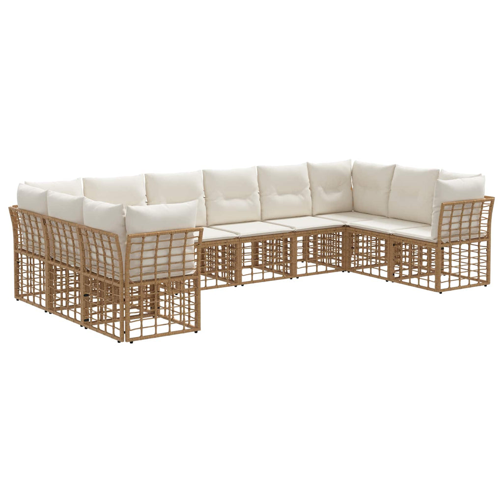 Conjunto de sofás de exterior Natural y Crema Poliéster