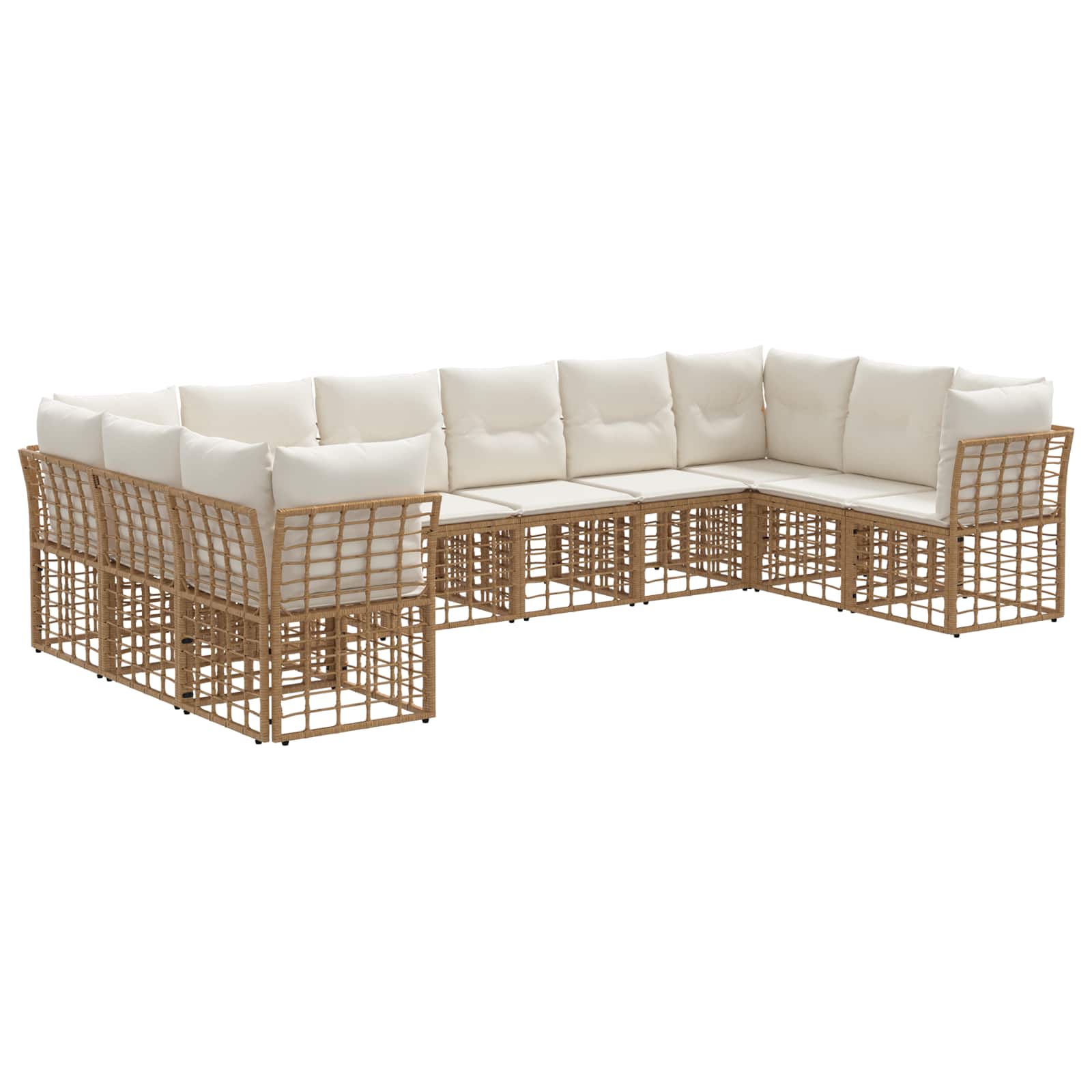 Conjunto de sofás de exterior Natural y Crema Poliéster