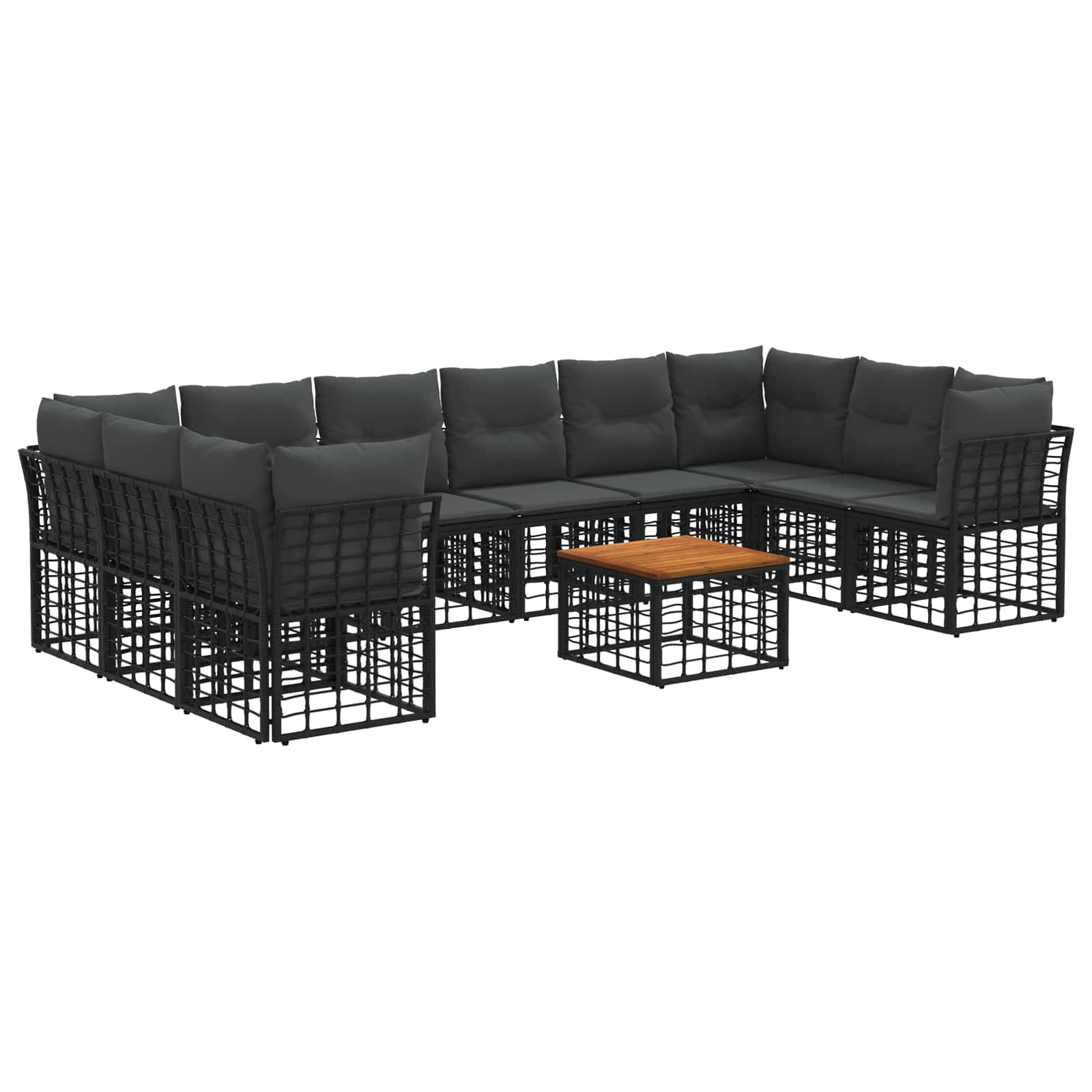 Conjunto de sofás de exterior 11 pcs Natural y Crema Poliéster
