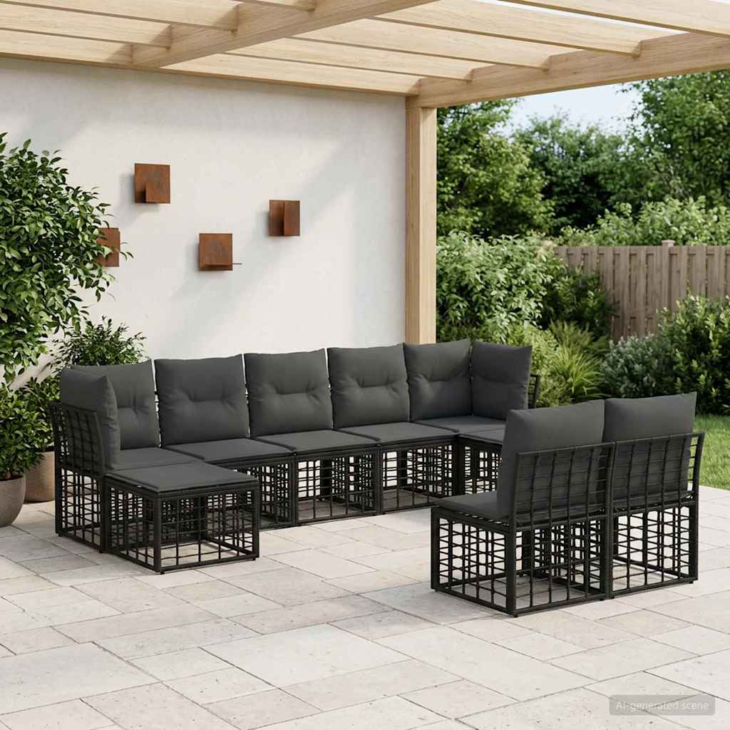 Conjunto de sofás de exterior 10 pcs Natural y Crema Poliéster