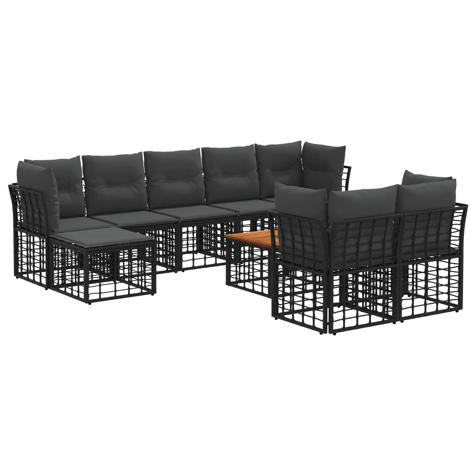 Conjunto de sofás de exterior 10 peças Natural e Creme Poliéster