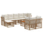 Outdoor Sofa Set 10 pcs Natural and Cream Polyester
