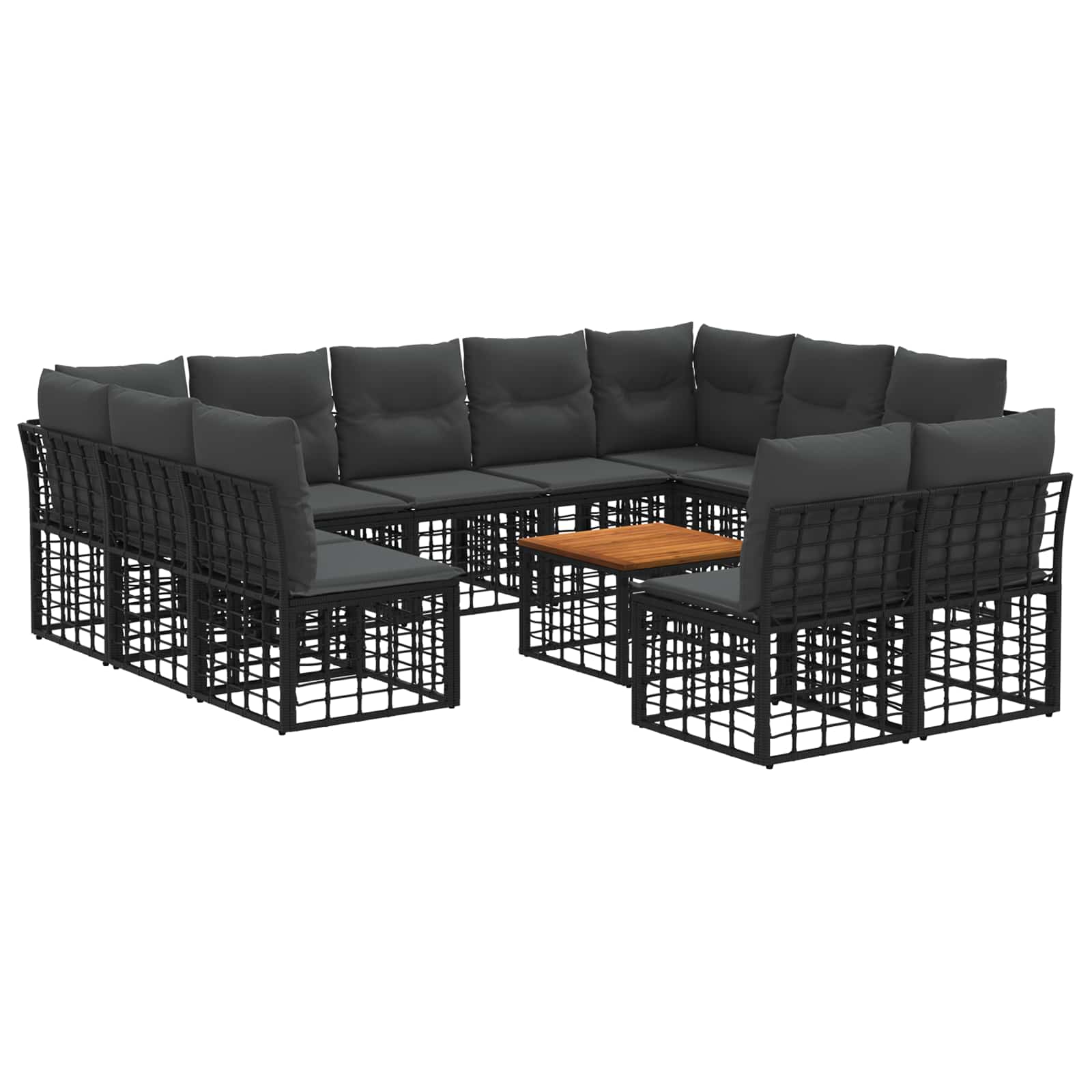 Conjunto de sofás de exterior 12 pcs Natural y Crema Poliéster