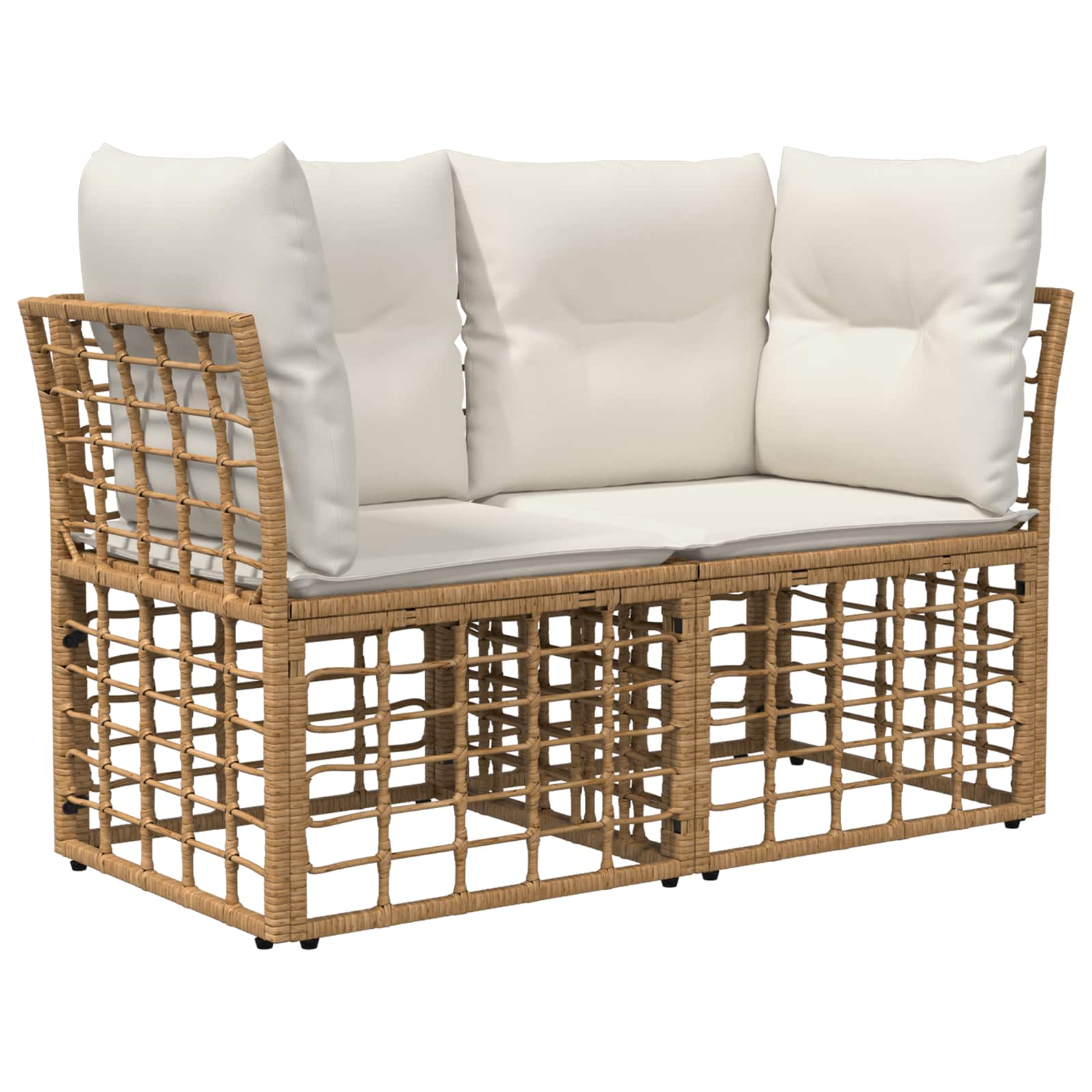 Conjunto de sofás de exterior 12 pcs Natural y Crema Poliéster