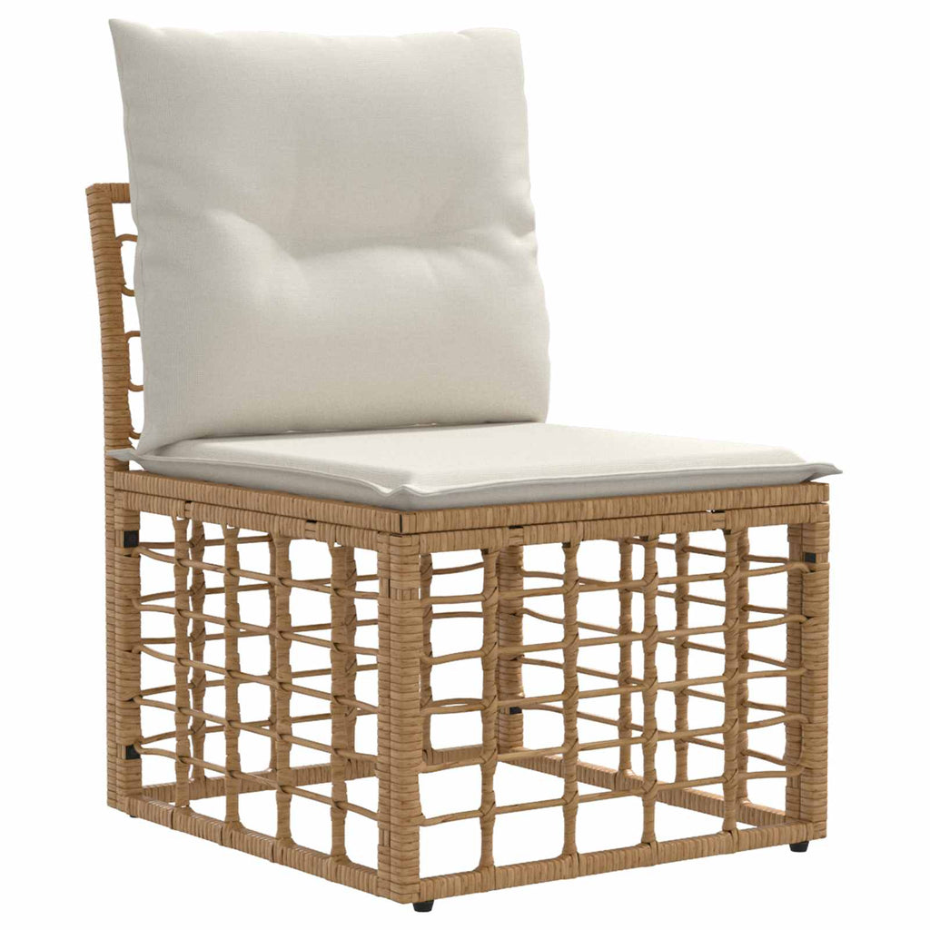 Conjunto de sofás de exterior 12 pcs Natural y Crema Poliéster