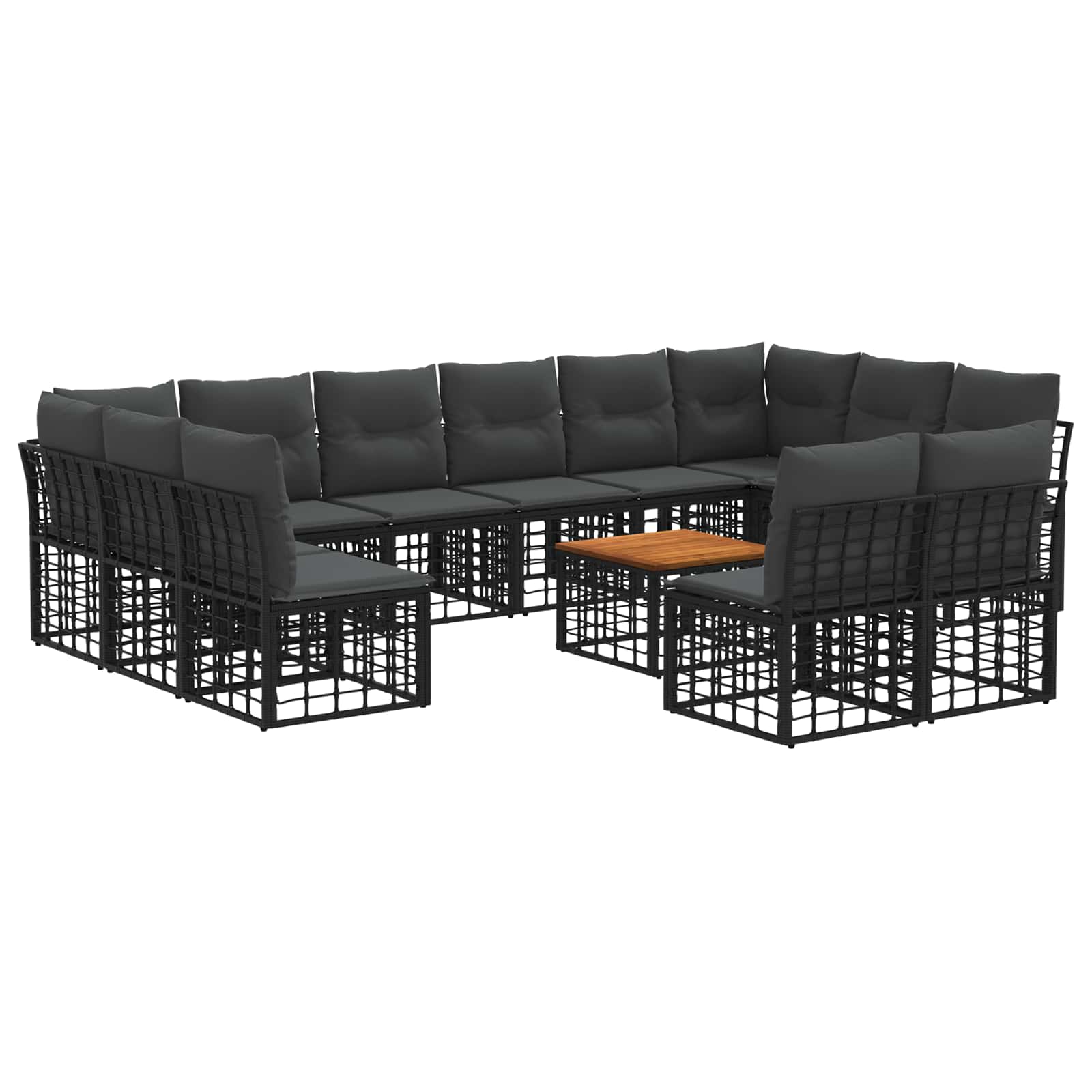 Conjunto de sofás de exterior 13 pcs Natural y Crema Poliéster