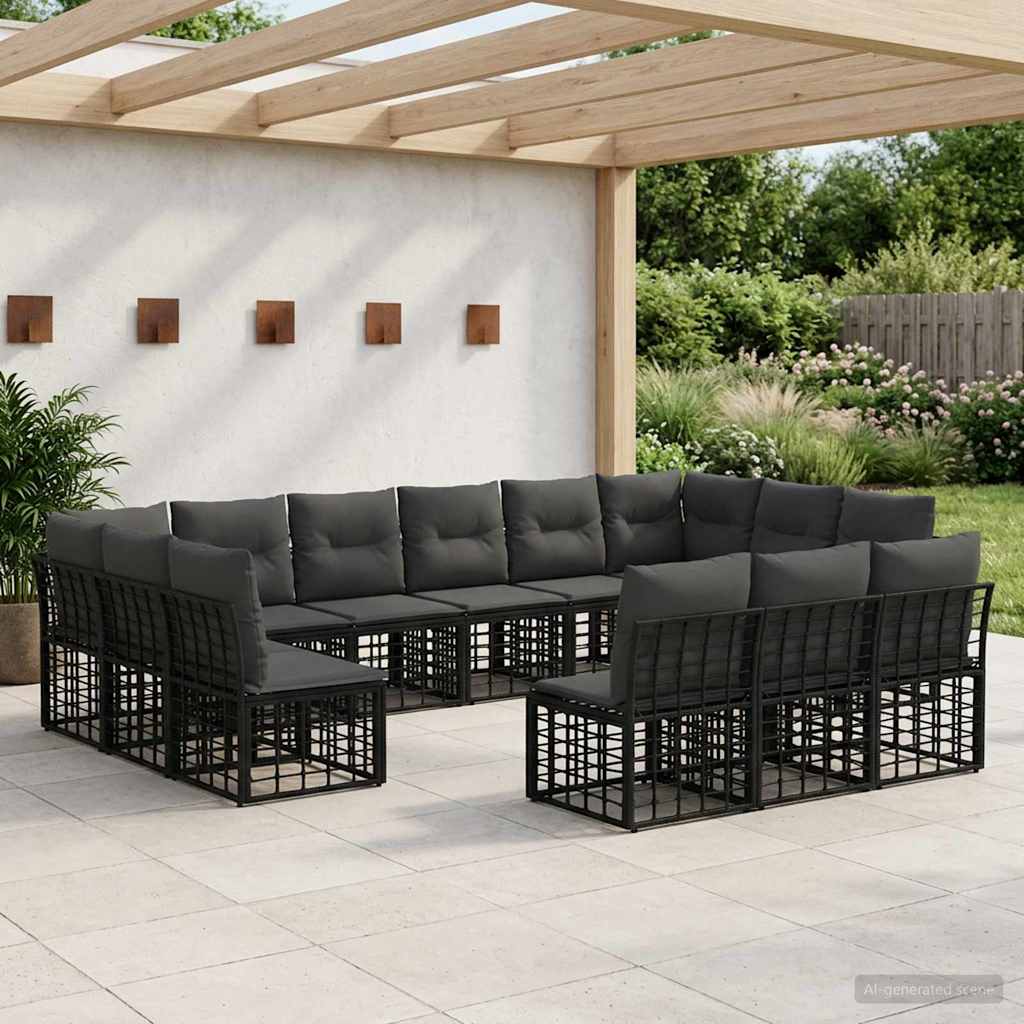 Conjunto de Sofás de Exterior Natural e Creme Poliéster