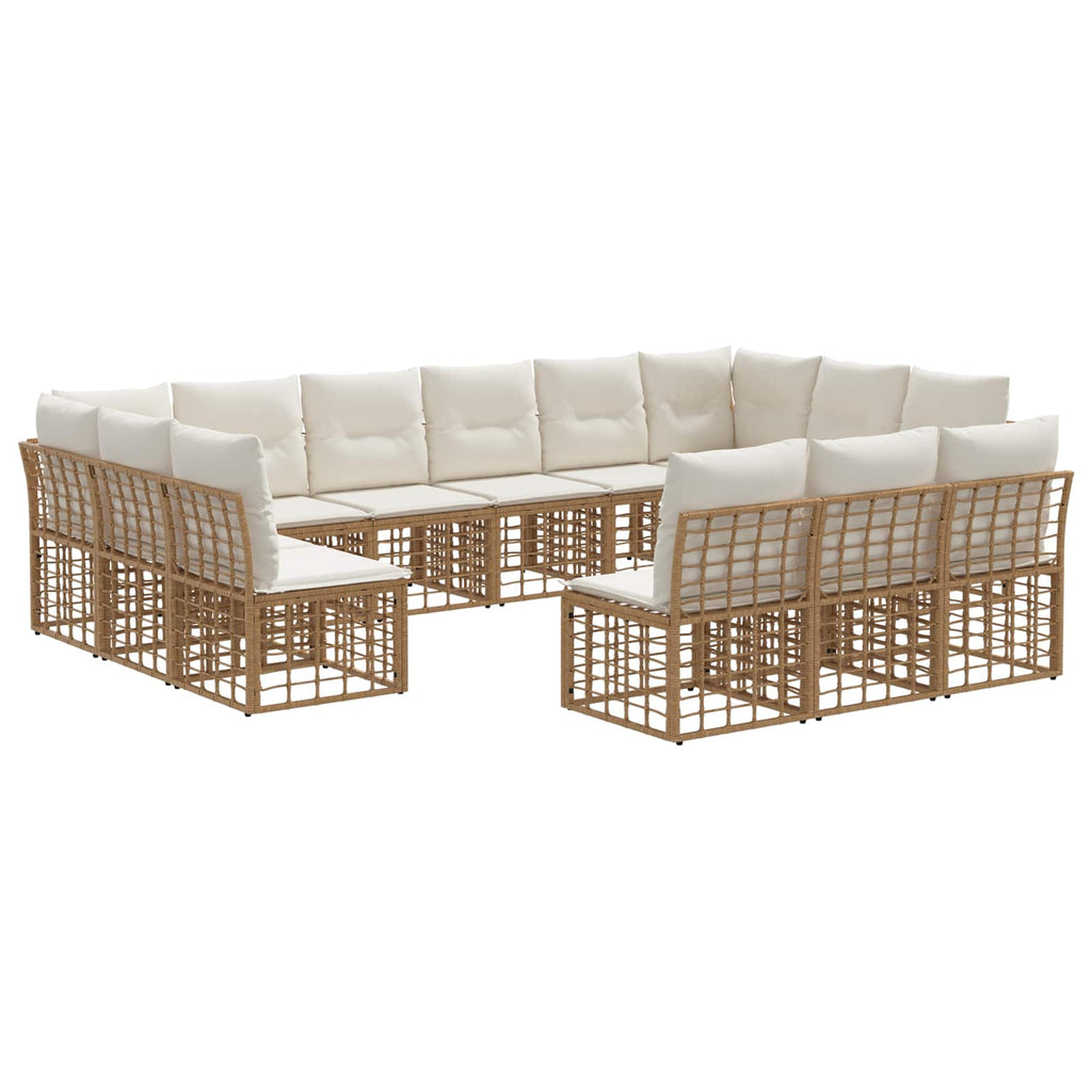 Conjunto de sofás de exterior Natural y Crema Poliéster