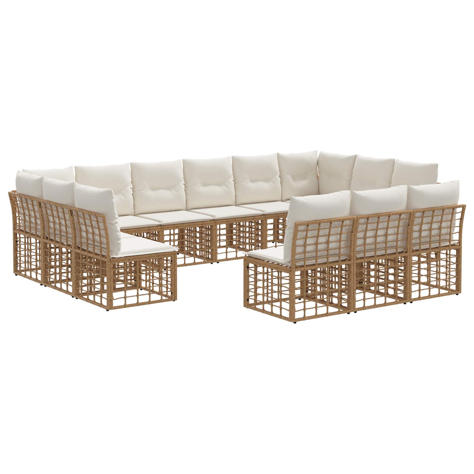 Conjunto de sofás de exterior Natural y Crema Poliéster