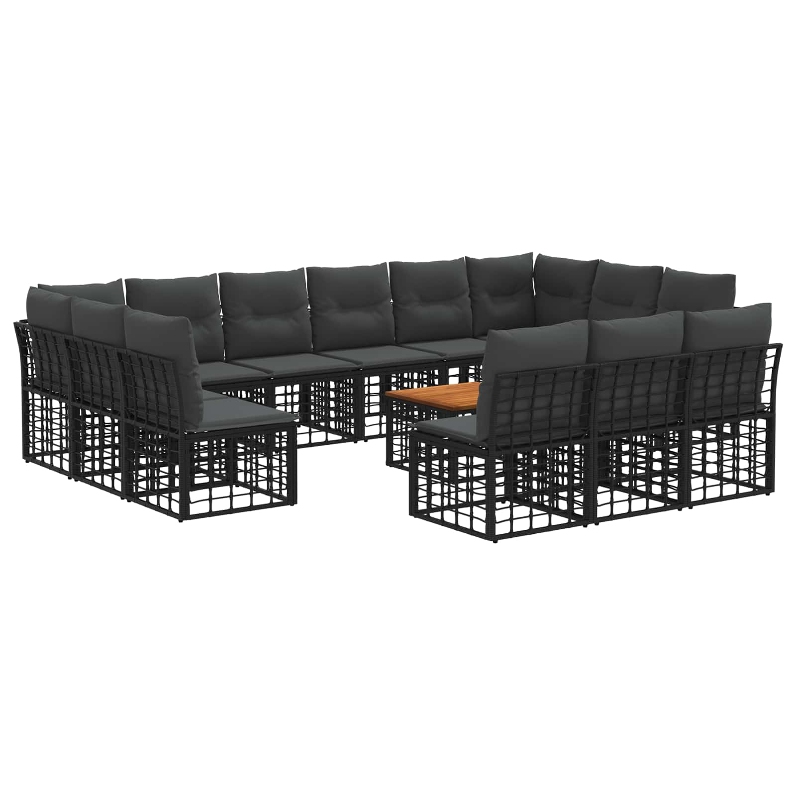 Conjunto de sofás de exterior 14 pcs Natural y Crema Poliéster