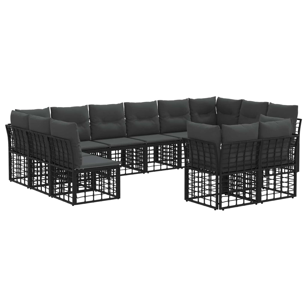 Conjunto de sofás de exterior Negro y Gris oscuro Poliéster