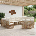 Conjunto de sofás de exterior Natural y Crema Poliéster