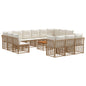 Conjunto de sofás de exterior 14 pçs Natural e Creme Poliéster