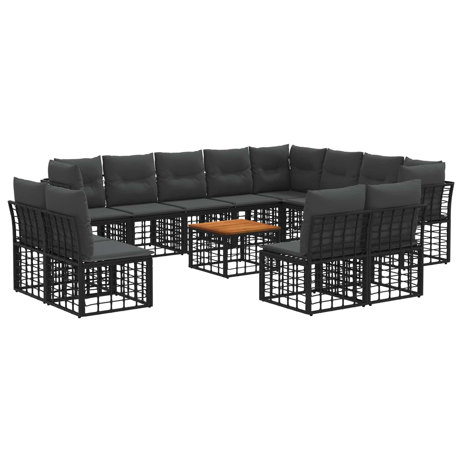 Conjunto de sofás de exterior 13 pcs Natural y Crema Poliéster