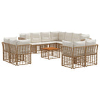 Conjunto de sofás de exterior 12 pcs Natural y Crema Poliéster