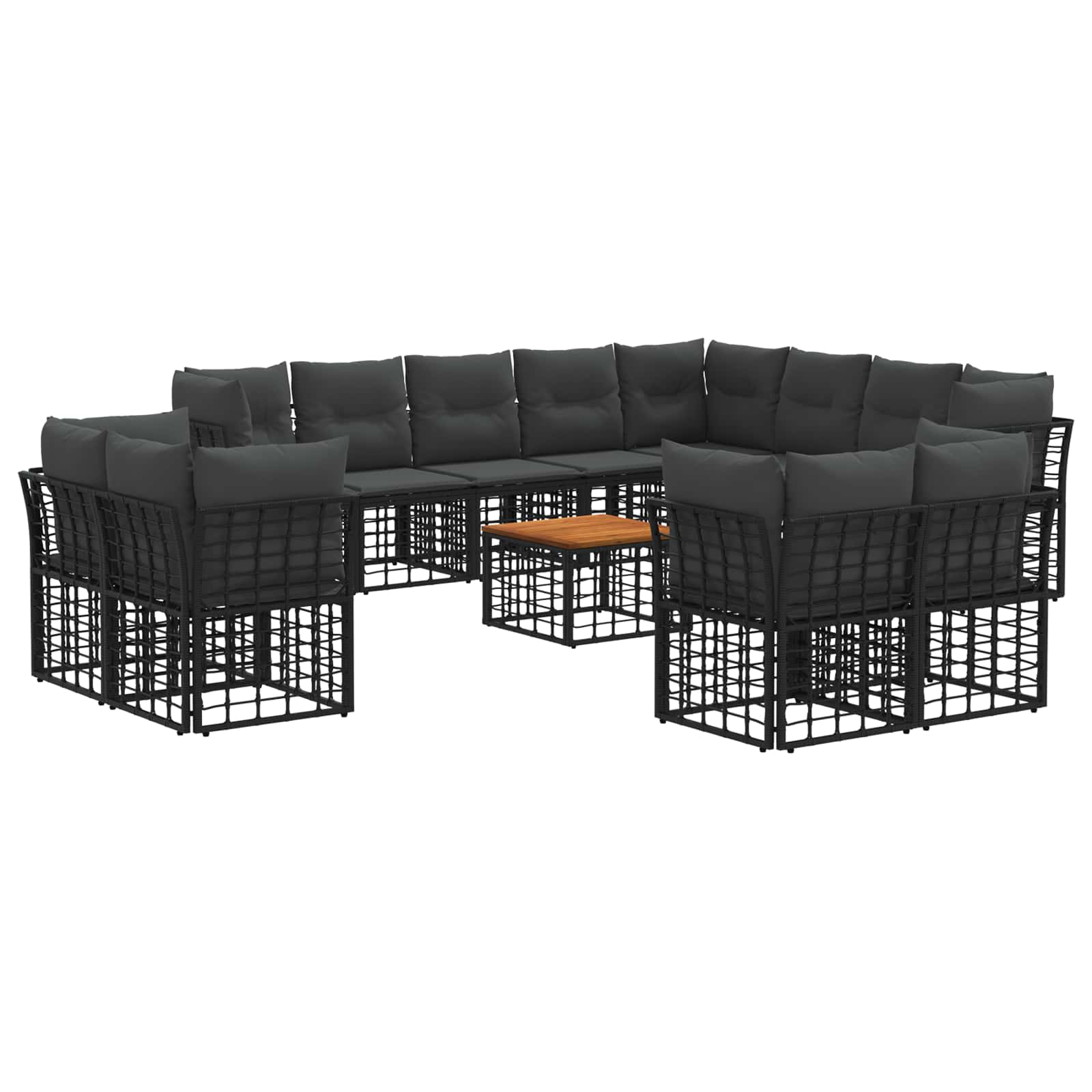 Conjunto de sofás de exterior 13 pcs Natural y Crema Poliéster