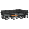 Conjunto de sofás de exterior 10 pcs Negro y Gris oscuro