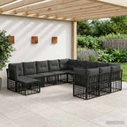 Conjunto de sofás de exterior 12 pcs Negro y Gris oscuro