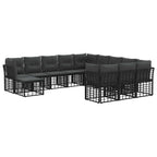 Conjunto de sofás de exterior 12 pcs Negro y Gris oscuro
