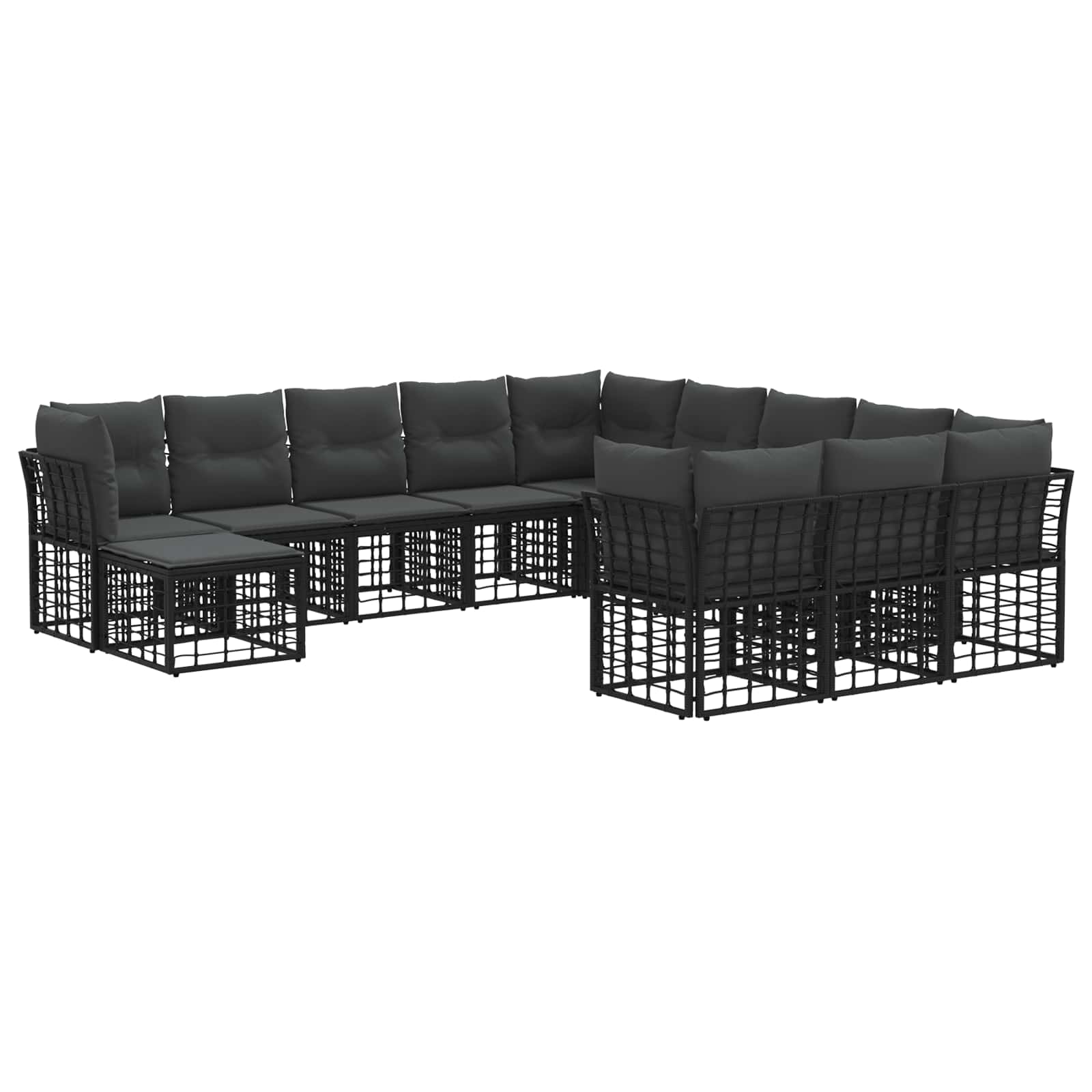 Conjunto de sofás de exterior 12 pcs Negro y Gris oscuro