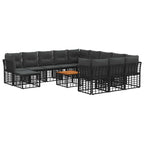 Conjunto de sofás de exterior 13 pcs Negro y Gris oscuro