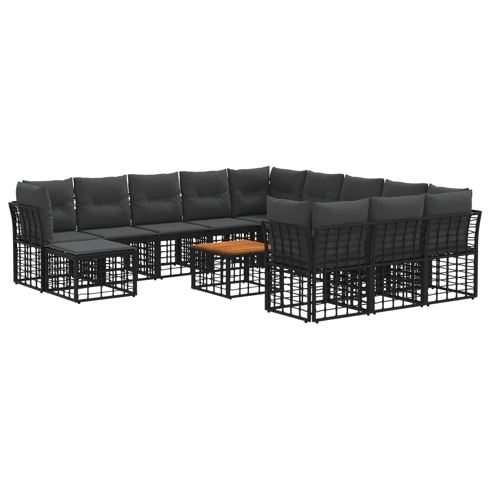 Conjunto de sofás de exterior 13 pcs Negro y Gris oscuro