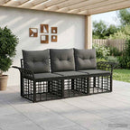 Conjunto de sofás de exterior 3 pcs Natural y Crema Poliéster