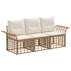 Conjunto de sofás de exterior 3 pcs Natural y Crema Poliéster