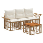 Conjunto de sofás de exterior 3 pcs Natural y Crema Poliéster