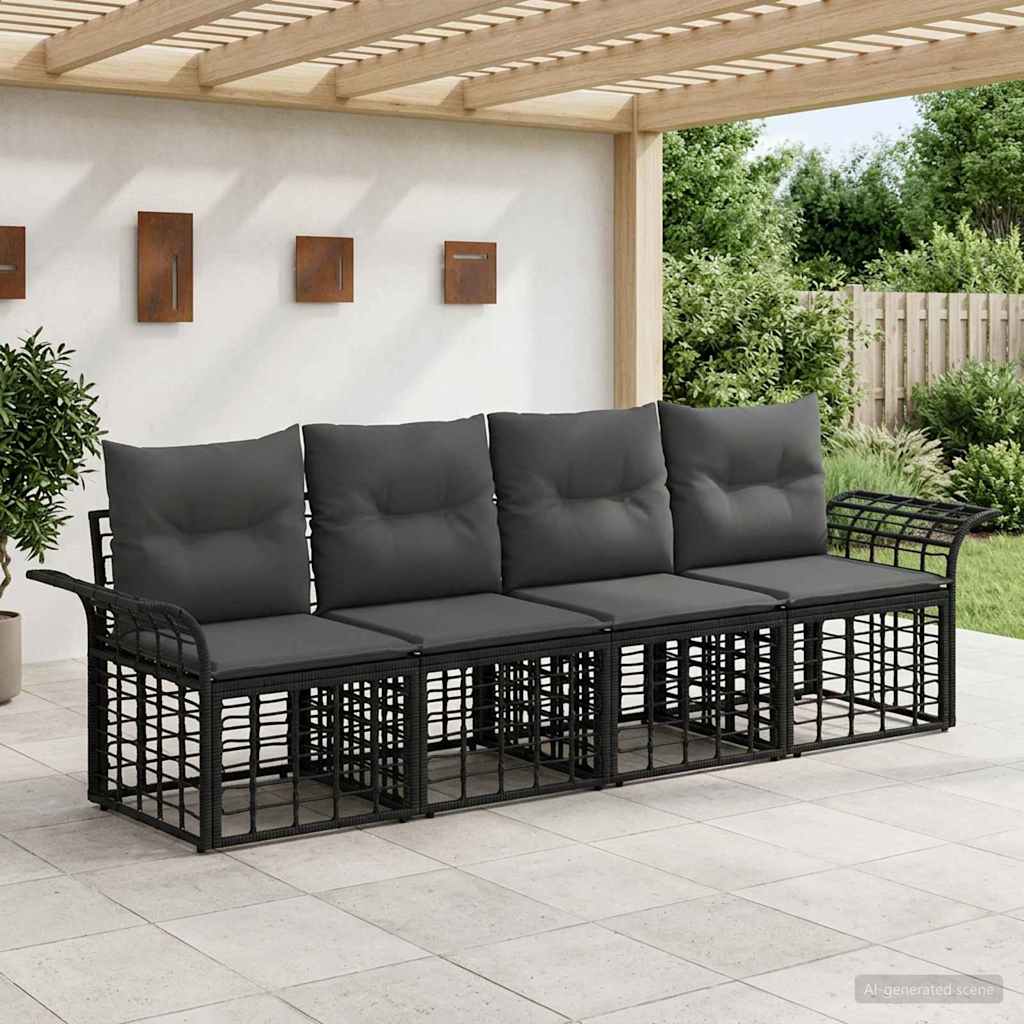 Conjunto de sofás de exterior 4 pcs Natural y Crema Poliéster