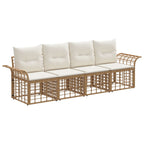 Conjunto de sofás de exterior 4 pcs Natural y Crema Poliéster