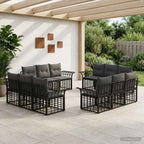 Conjunto de sofás de exterior 12 pcs Negro y Gris oscuro