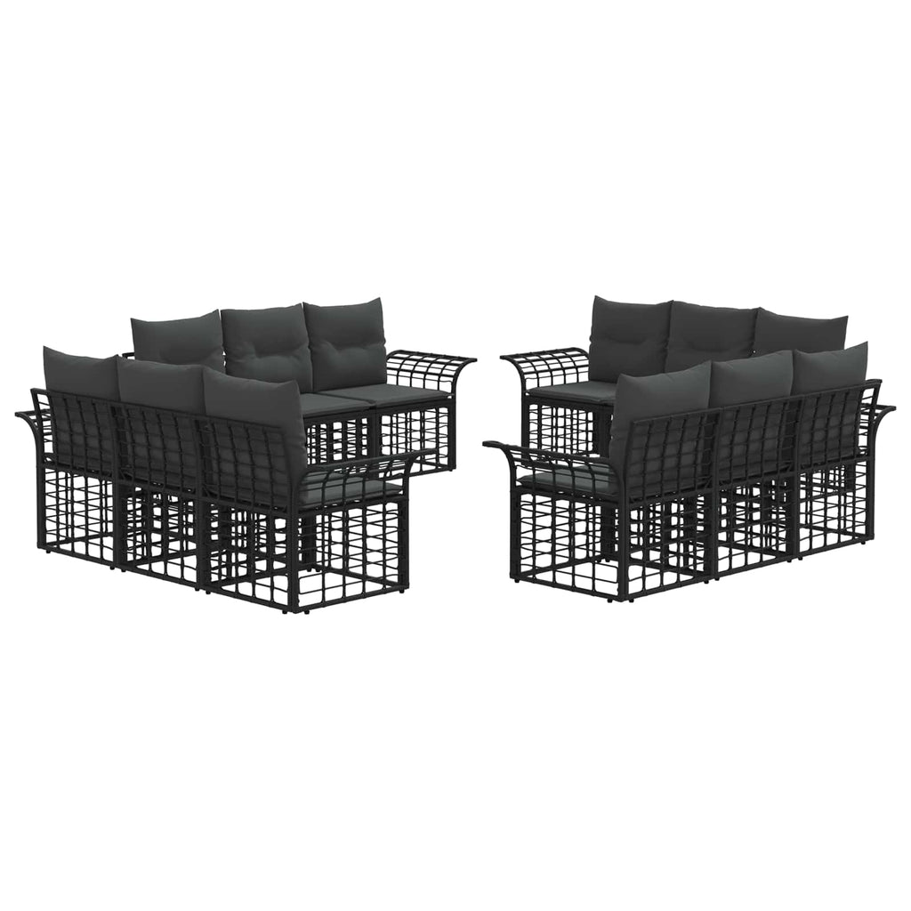 Conjunto de sofás de exterior 12 pcs Negro y Gris oscuro