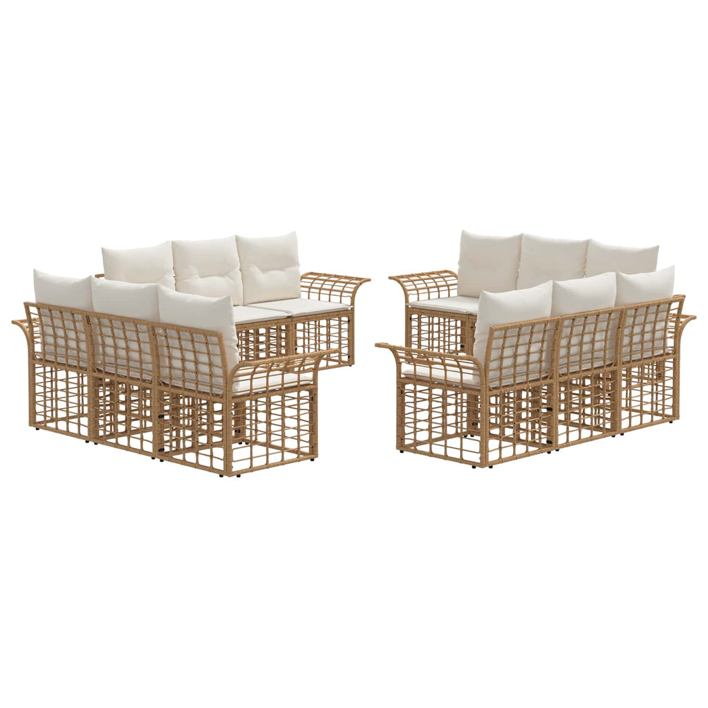 Conjunto de sofás de exterior 12 pcs Natural y Crema Poliéster