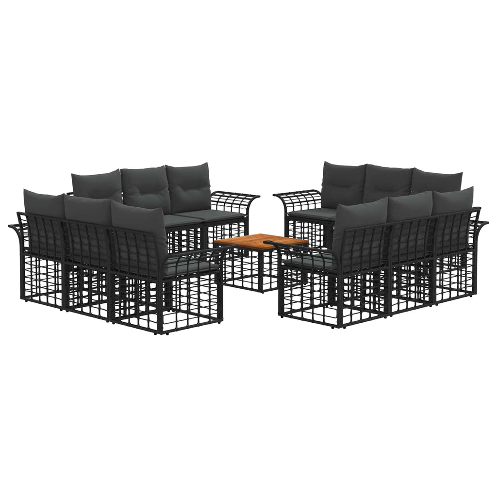 Conjunto de sofás de exterior 13 pcs Negro y Gris oscuro