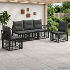 Conjunto de sofá de jardín con cojín 8 pcs Marrón Poliratán