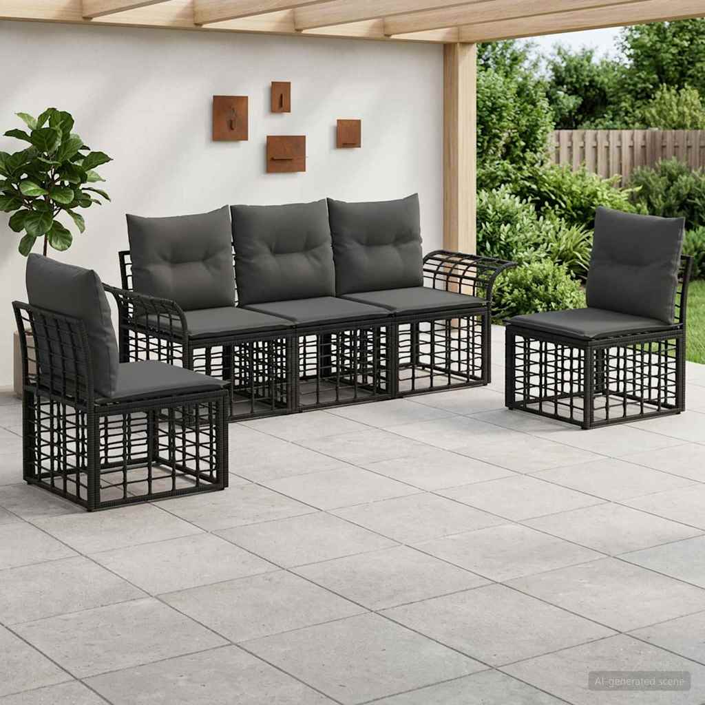 Conjunto de sofá de jardín con cojín 8 pcs Marrón Poliratán
