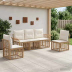 Conjunto de sofá de jardín con cojín 8 pcs Marrón Poliratán
