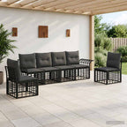 Conjunto de sofás de exterior 6 pcs Negro y Gris oscuro