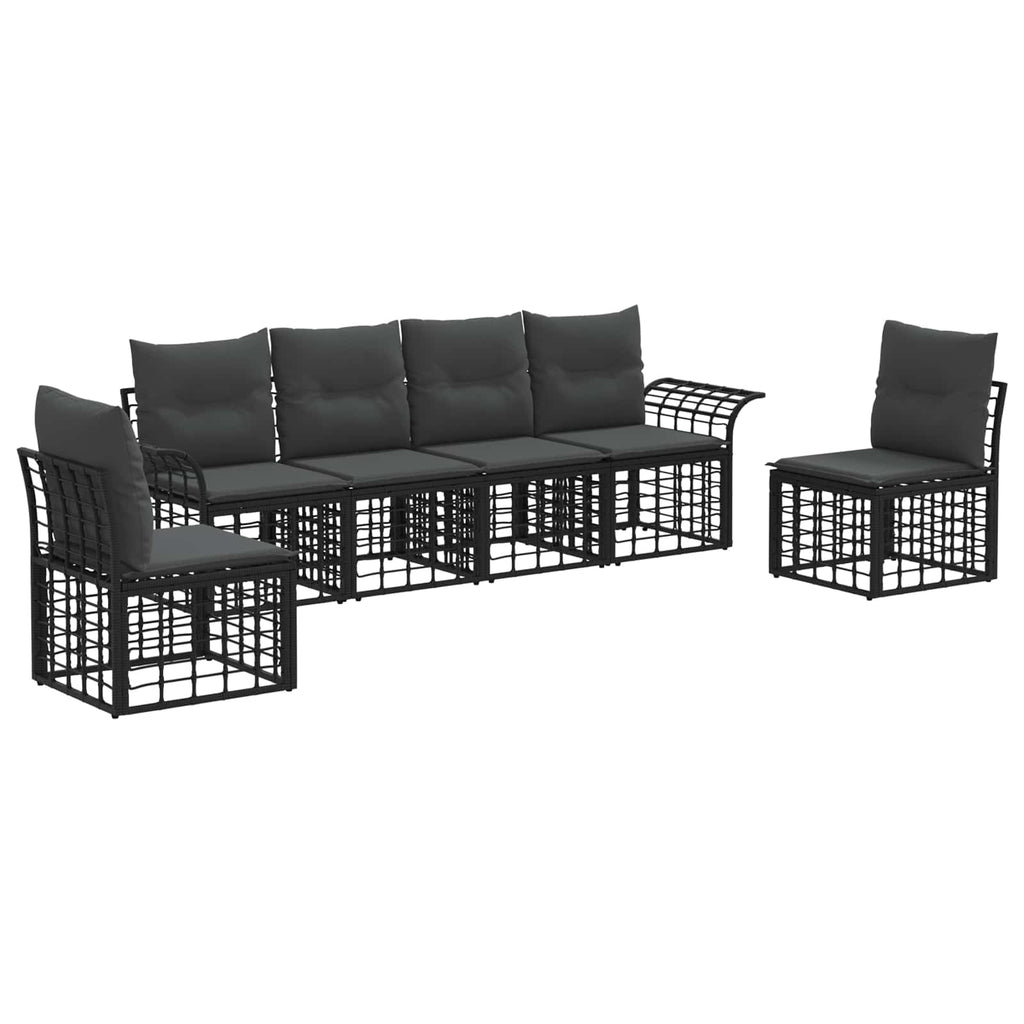 Conjunto de sofás de exterior 6 pcs Negro y Gris oscuro