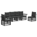 Conjunto de sofás de exterior 6 pcs Negro y Gris oscuro