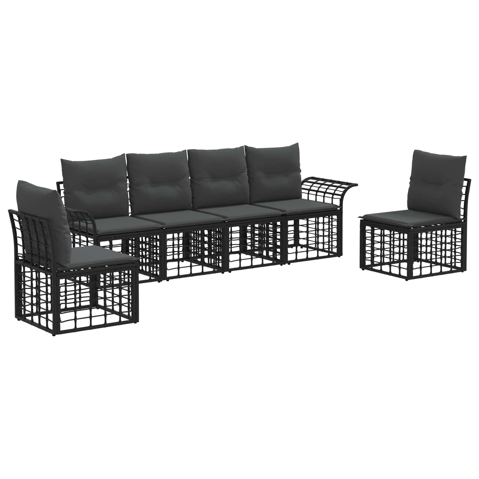 Conjunto de sofás de exterior 6 pcs Negro y Gris oscuro