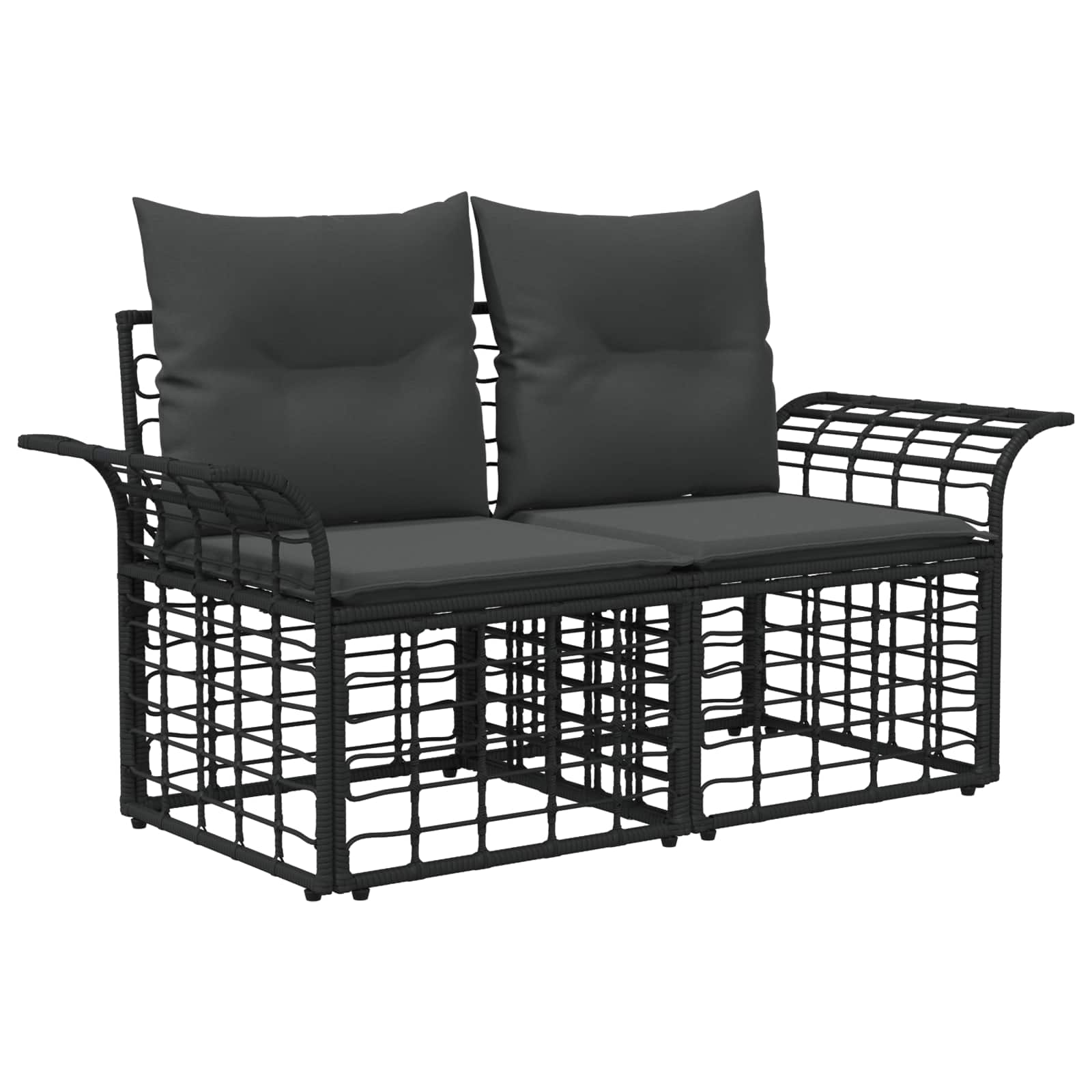 Conjunto de sofás de exterior 6 pcs Negro y Gris oscuro